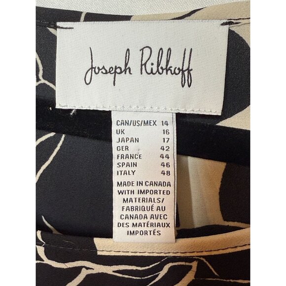 Joseph Ribkoff Black Cream Floral Tunic Top Layered Hem Long Sleeve Size 14 - Picture 3 of 10